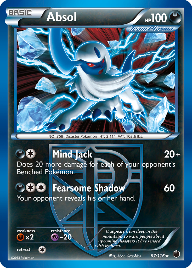Plasma Freeze Non - Holo Absol #67/116